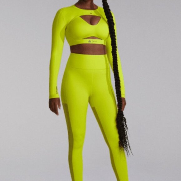 Adidas Womens Ivy Park x Peloton Shock Lime Power Tights Size Small - Picture 1 of 10